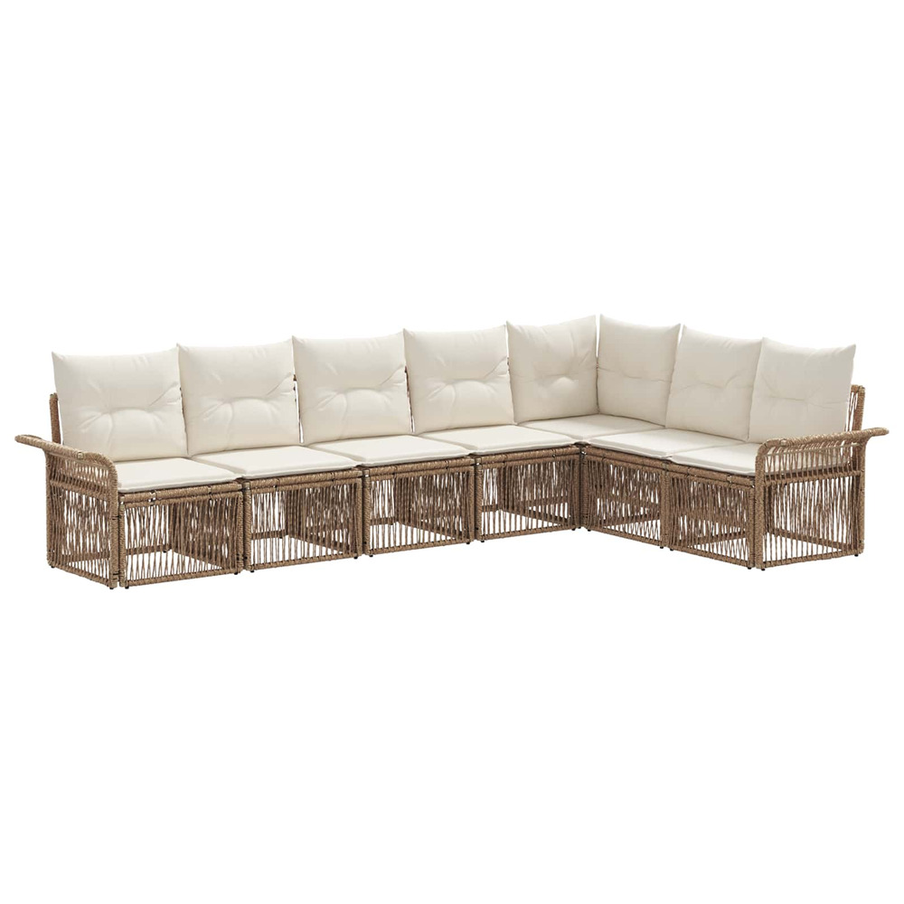 Ensemble de canapé de jardin 7 pcs beige polyrotin