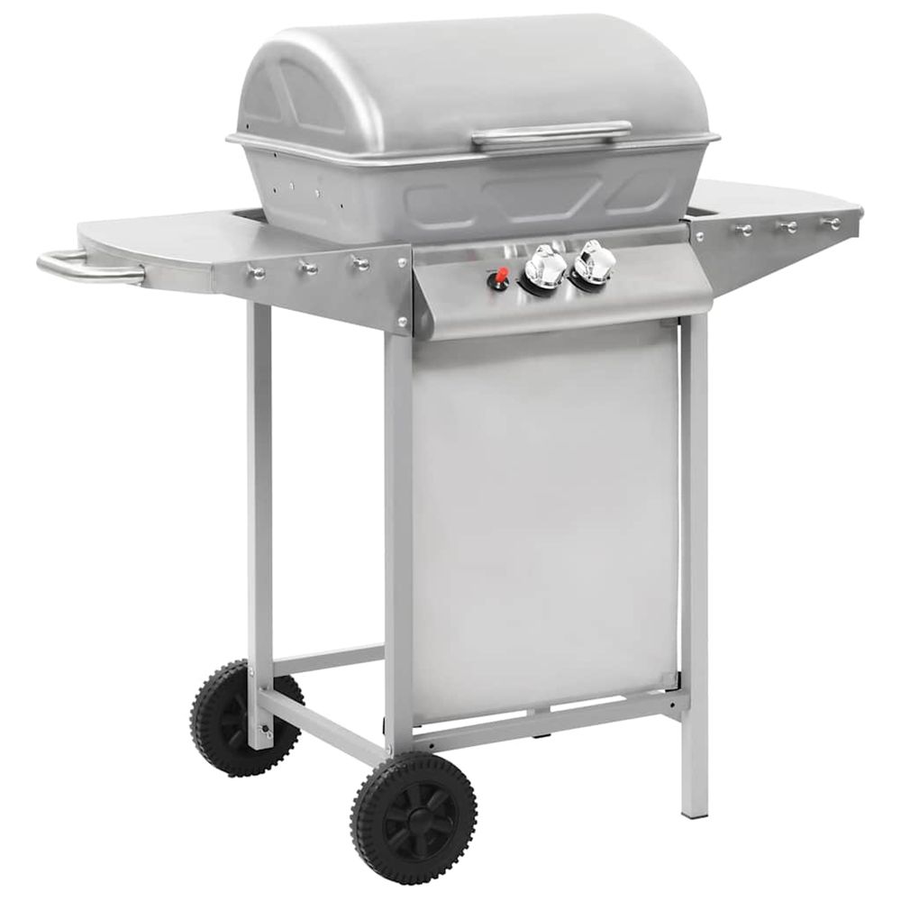 Barbecue à gaz avec 2 zones de cuisson acier argenté
