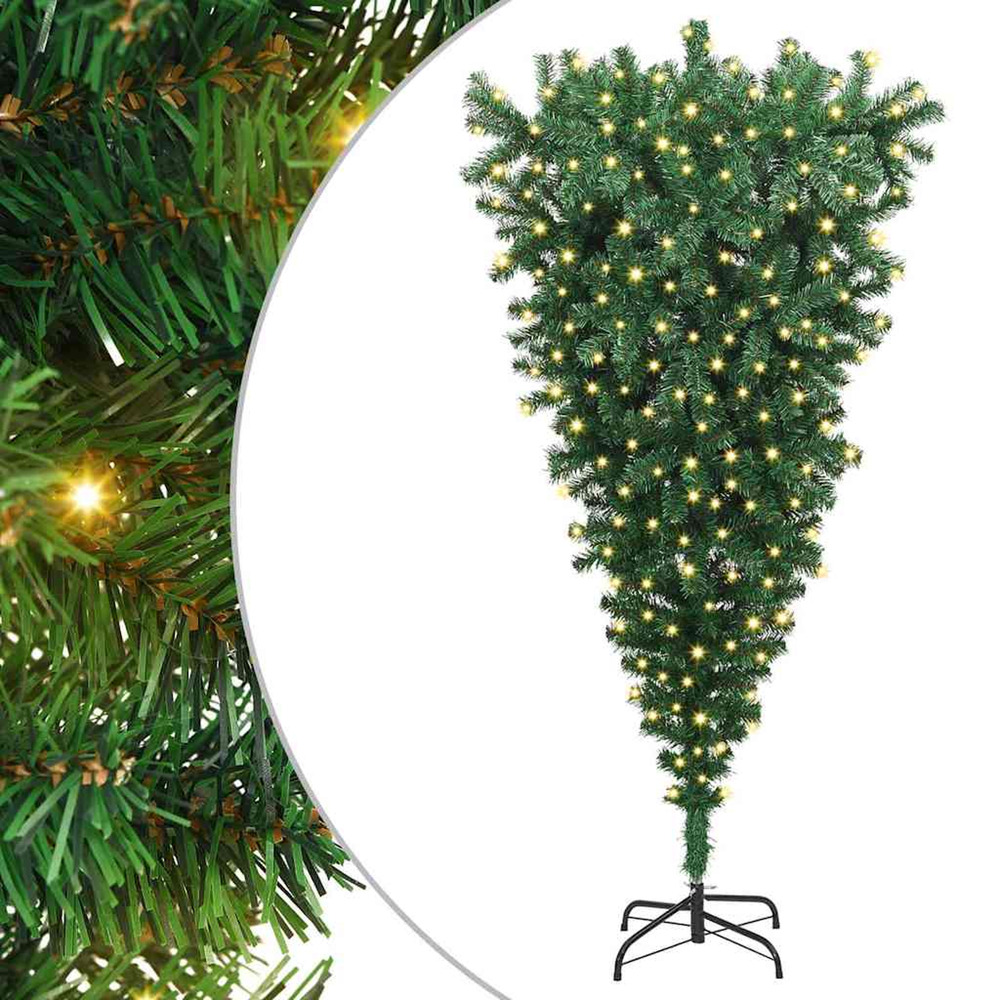 Sapin de noël artificiel pré-éclairé à l'envers vert 180 cm pvc
