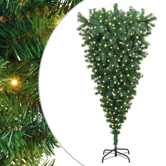 Sapin de noël artificiel pré-éclairé à l'envers vert 180 cm pvc