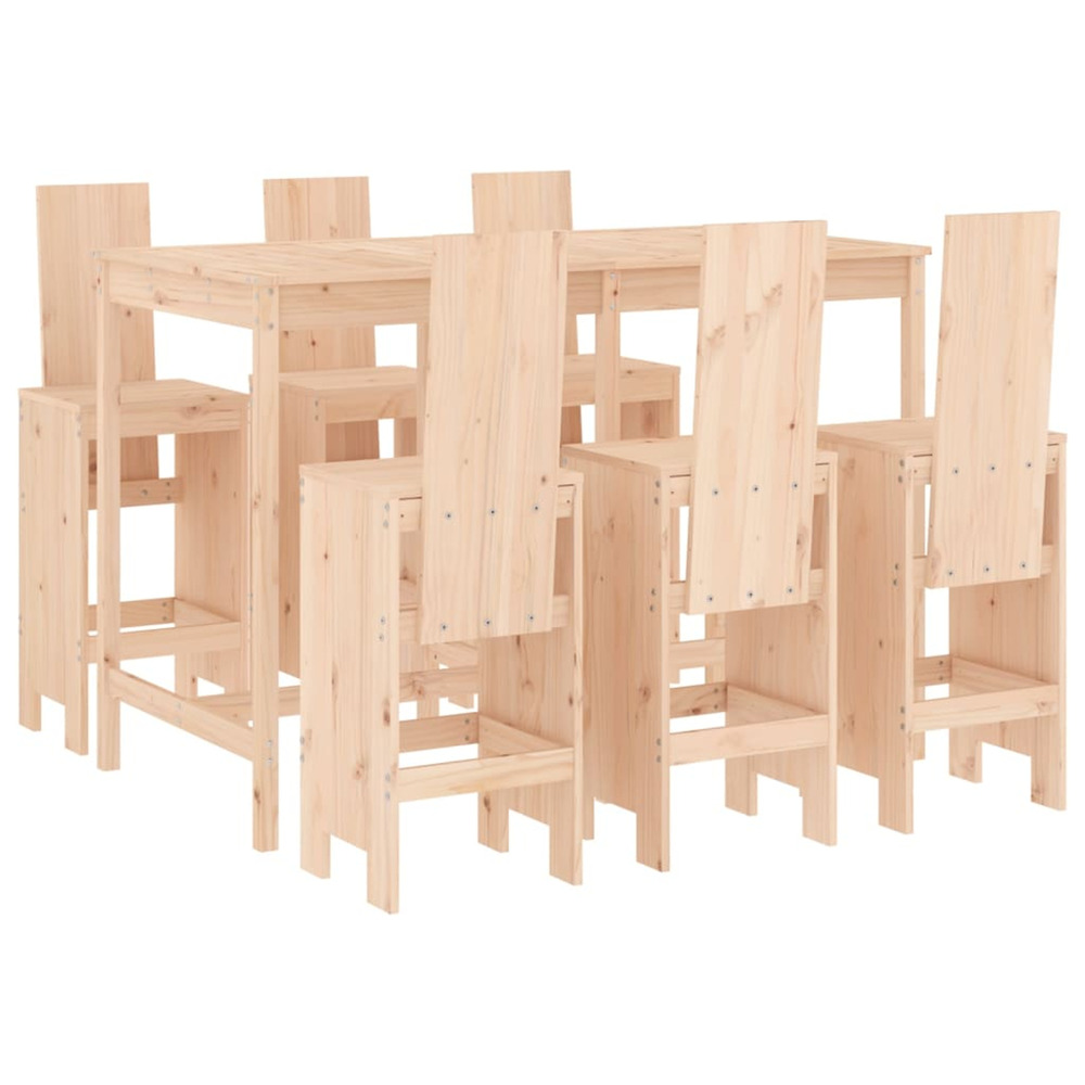 Ensemble de bar de jardin 7 pcs bois de pin massif