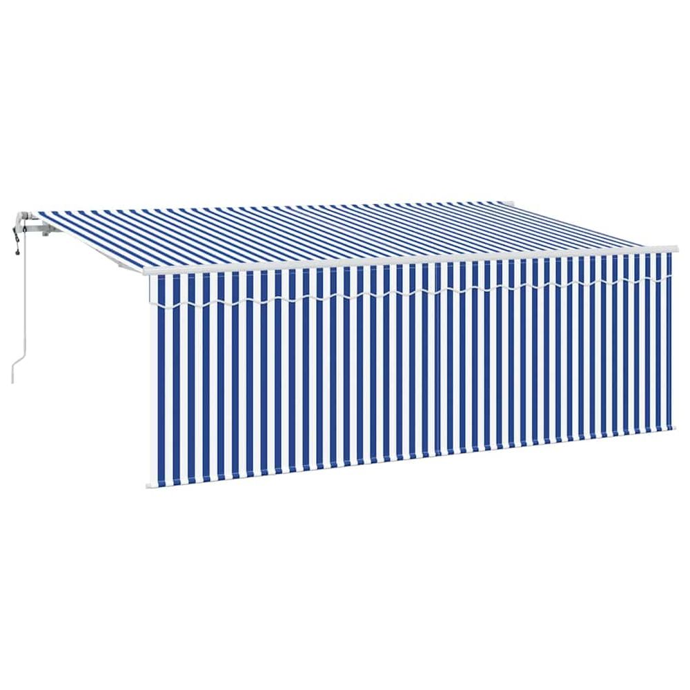 Auvent rétractable bleu et blanc 400 x 200 cm