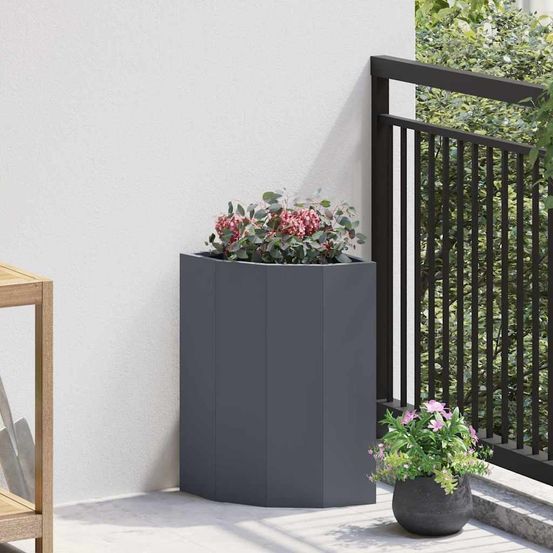 Jardinière d'angle acier pour balcon anthracite 30x30x50 cm