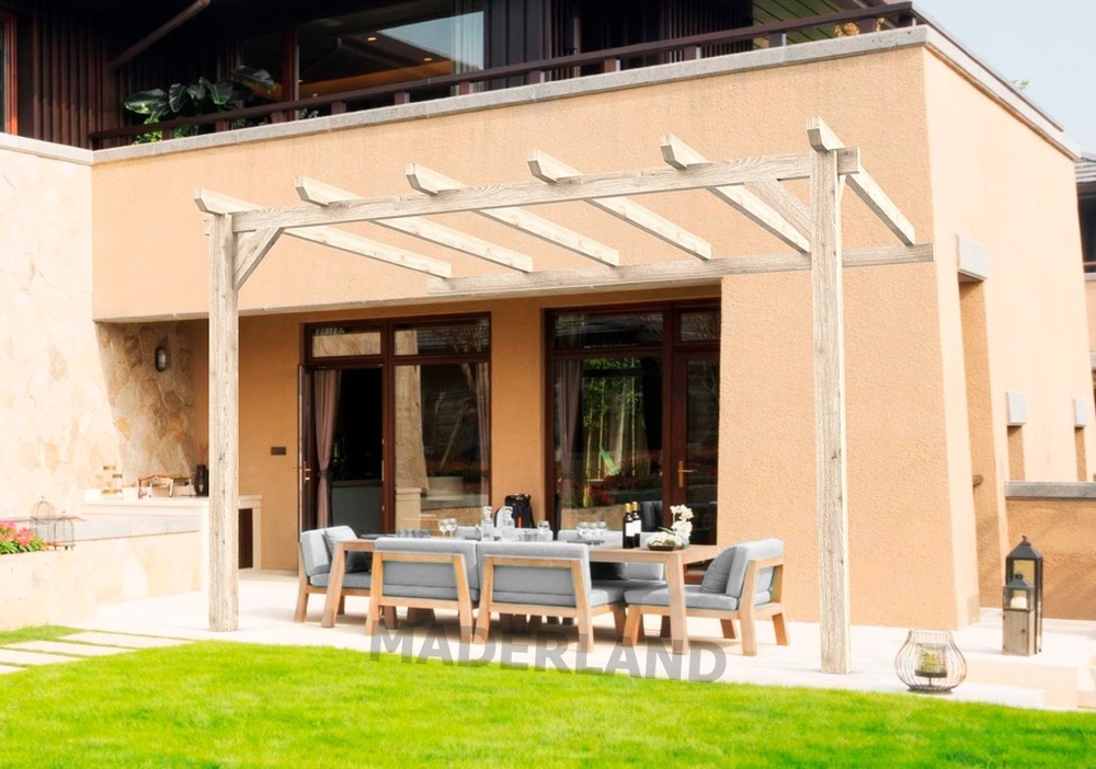Pergola en bois adossée - modèle cádiz - 400 x 300 cm