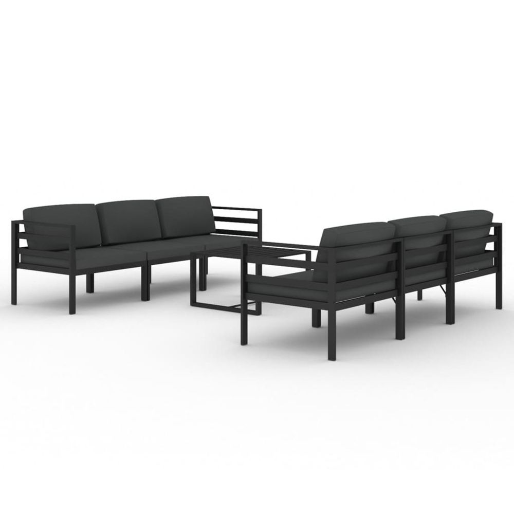 Salon de jardin 7 pcs avec coussins aluminium anthracite