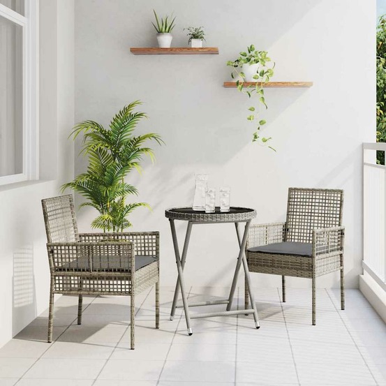 Ensemble bistro de jardin 3 pcs gris polyrotin