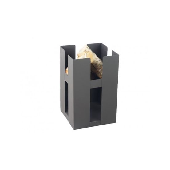 Cheminée de jardin carré be 50x50 cm acier avec rangement bois