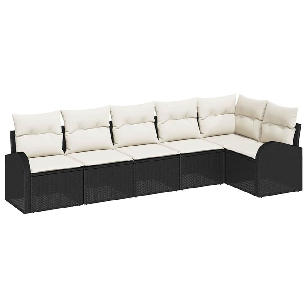 Ensemble de canapé de jardin 6 pc noir et blanc polyrotin