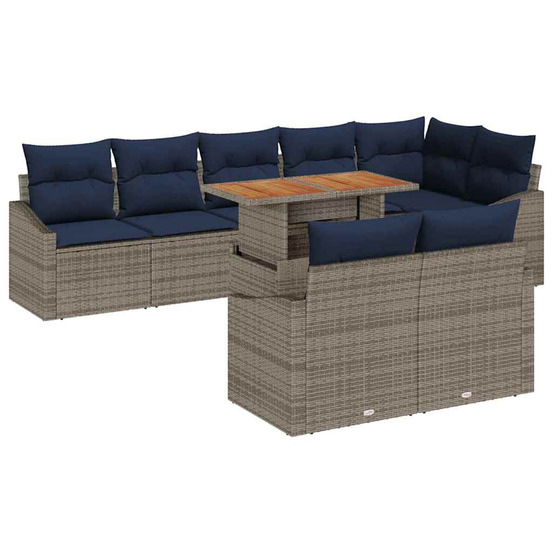 Ensemble de canapé de jardin 9 pcs gris poly rotin