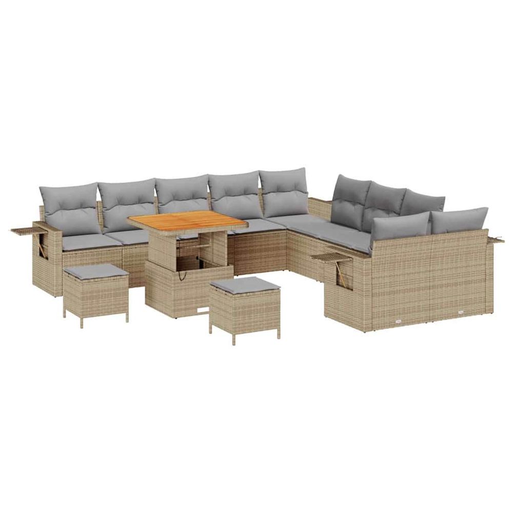Ensemble de canapé de jardin 13 pc beige polyrotin