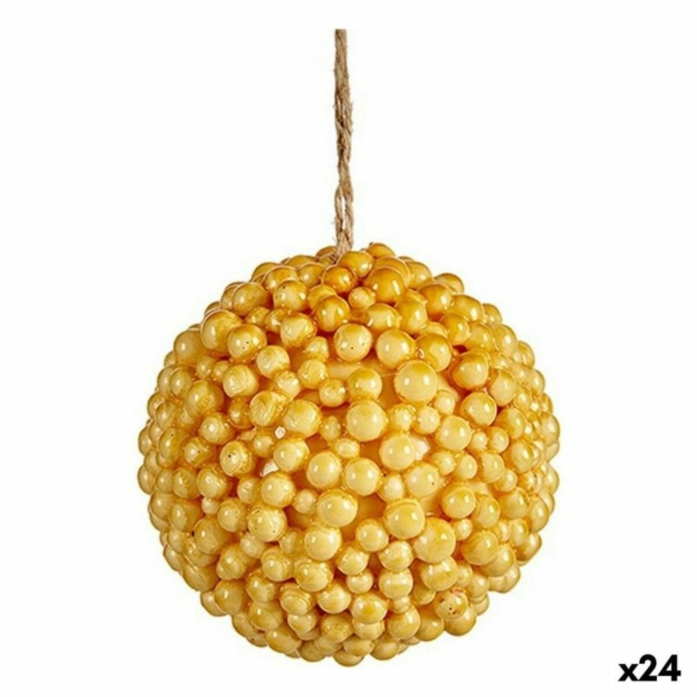 Boule de noël jaune plastique 8 x 8 x 8 cm (24 unités)