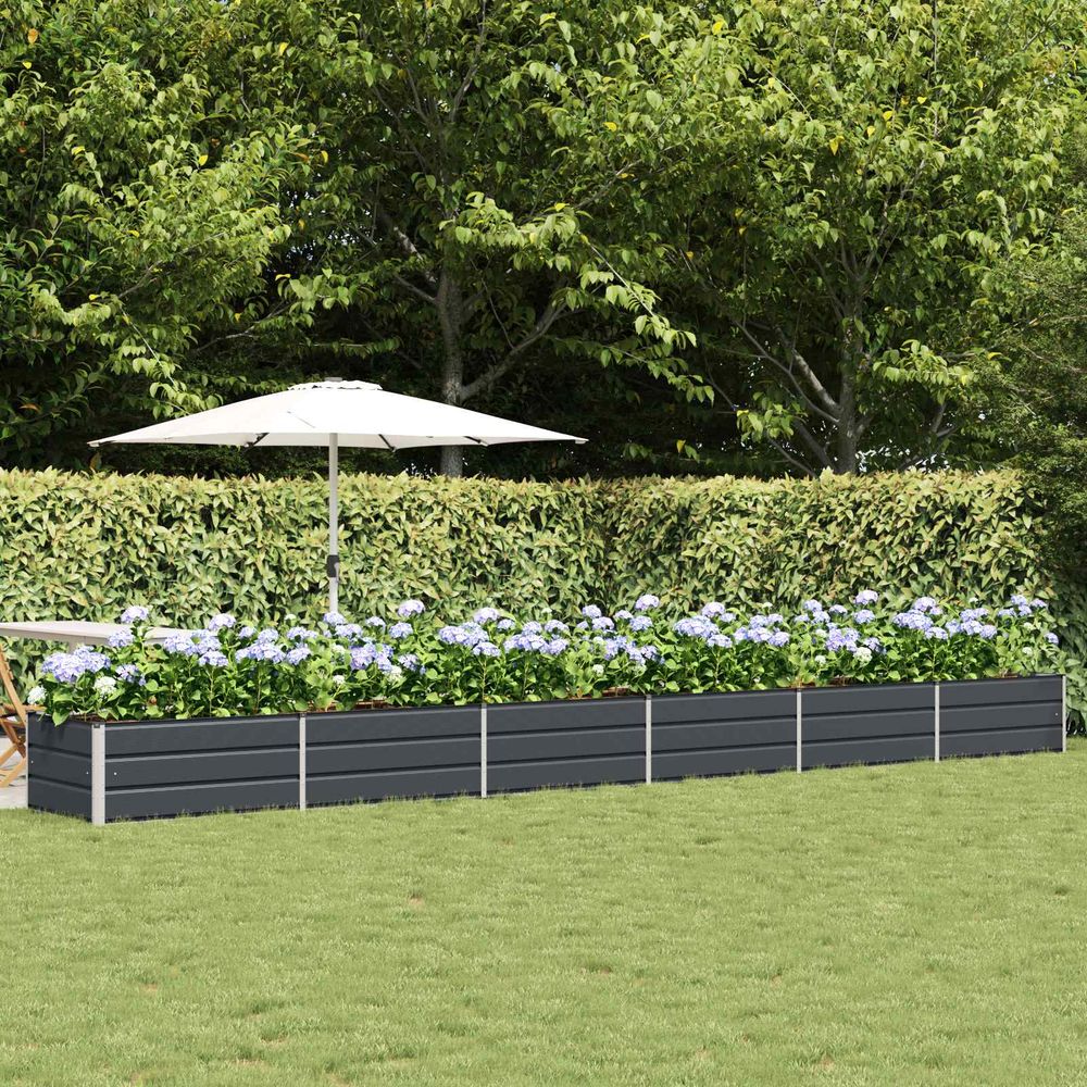 Jardinière extra-longue acier robuste bac potager aménagement jardin style industriel 600x80x45cm