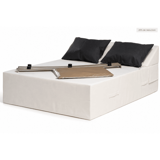 Sun pack paloma | 1 bain de soleil deux places 180x140x38cm + 2 coussins 50x70 cm + 1 housse de protection+ 2 piètements 140cm