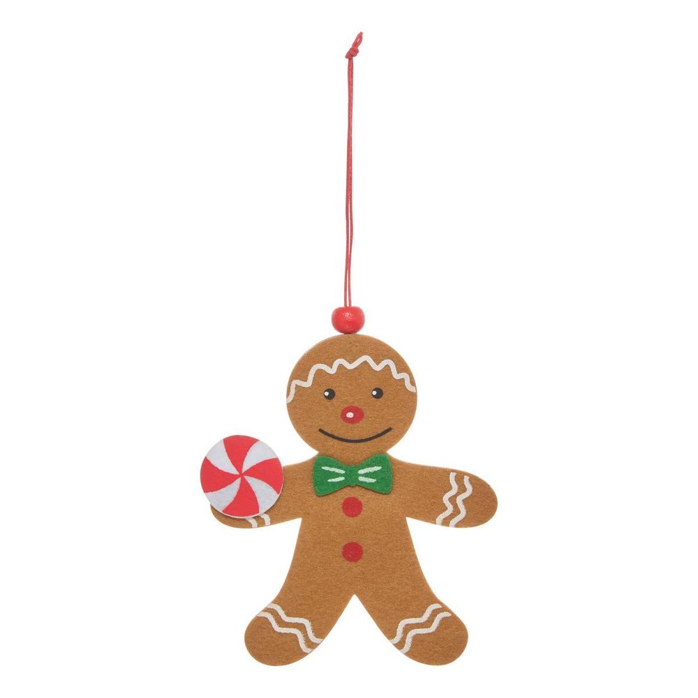 Suspension de sapin pain d'épices garçon ou fille en feutrine 11 cm