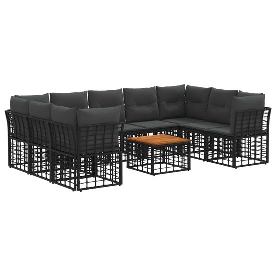 Ensemble de canapés d'extérieur 10 pc noir et gris foncé