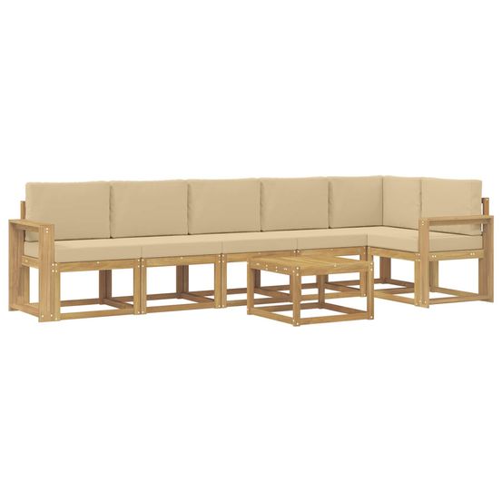 Ensemble de canapés d'extérieur 7 pc blanc et beige polyester