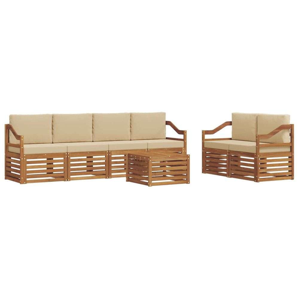 Ensemble de canapés d'extérieur 7 pc naturel et beige