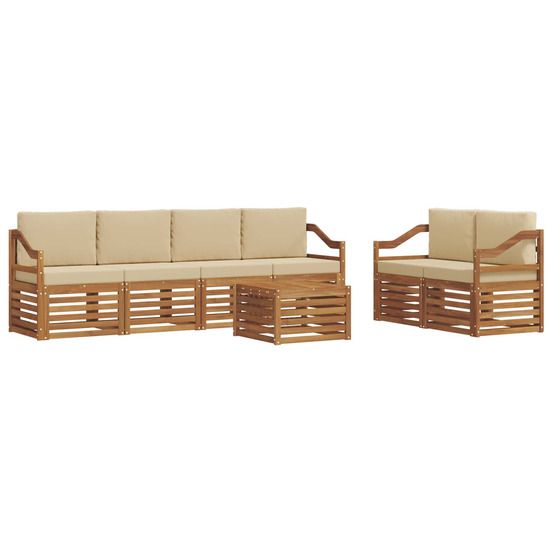 Ensemble de canapés d'extérieur 7 pc naturel et beige