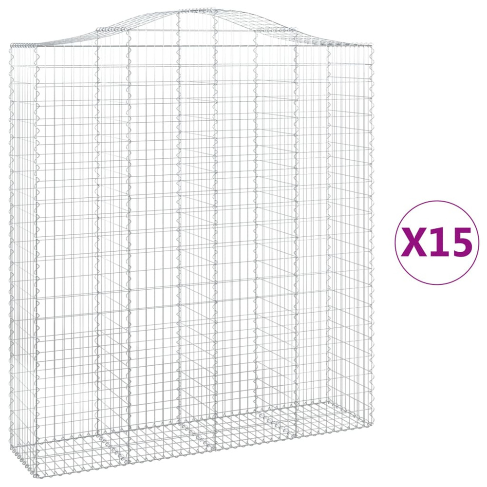 Paniers à gabions arqués 15 pcs 200x50x220/240 cm fer galvanisé
