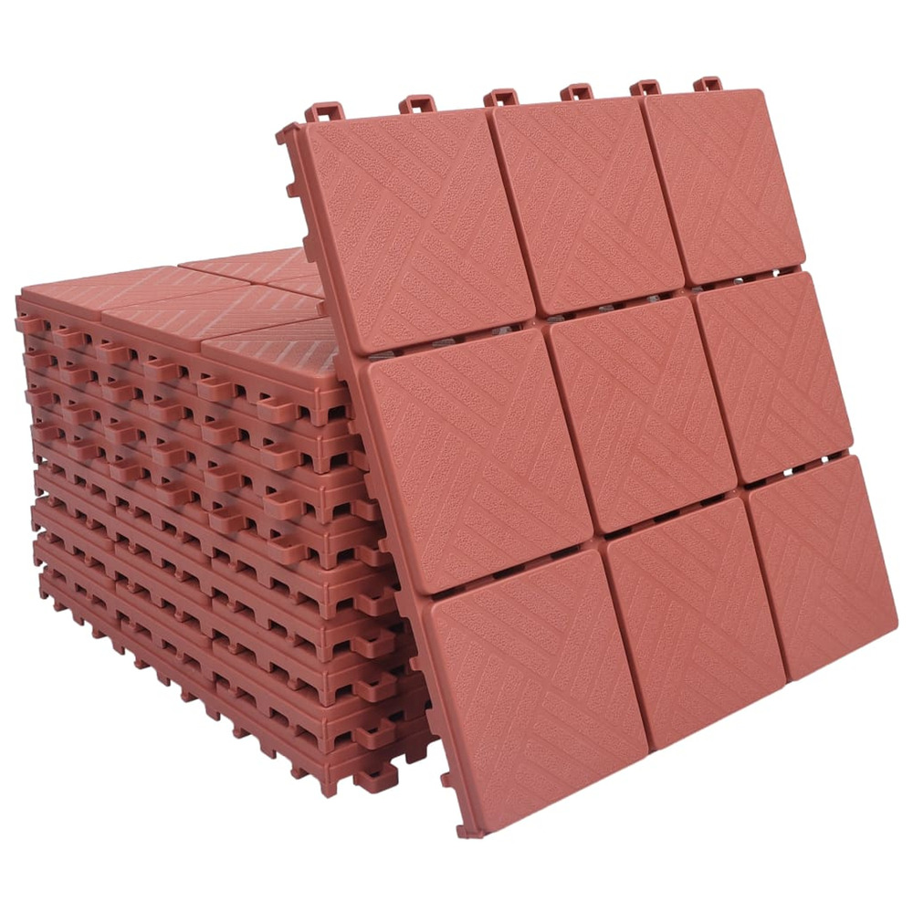 Carreaux de terrasse 10 pcs rouge 30,5x30,5 cm plastique
