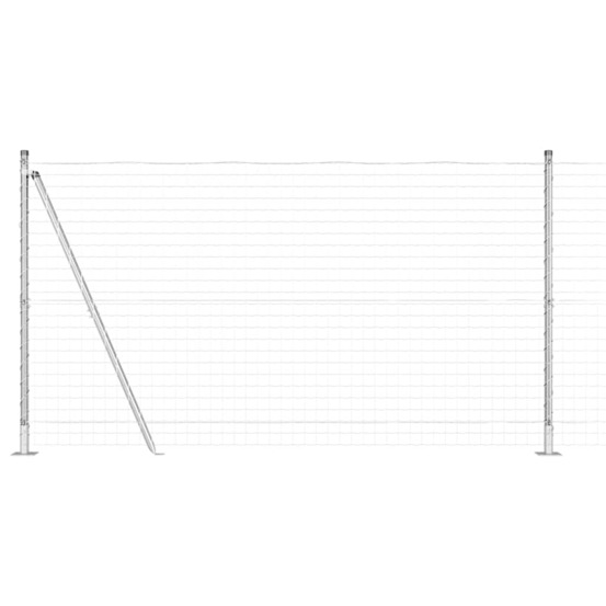 Clôture avec poteaux argent 1.2 x 10 m acier
