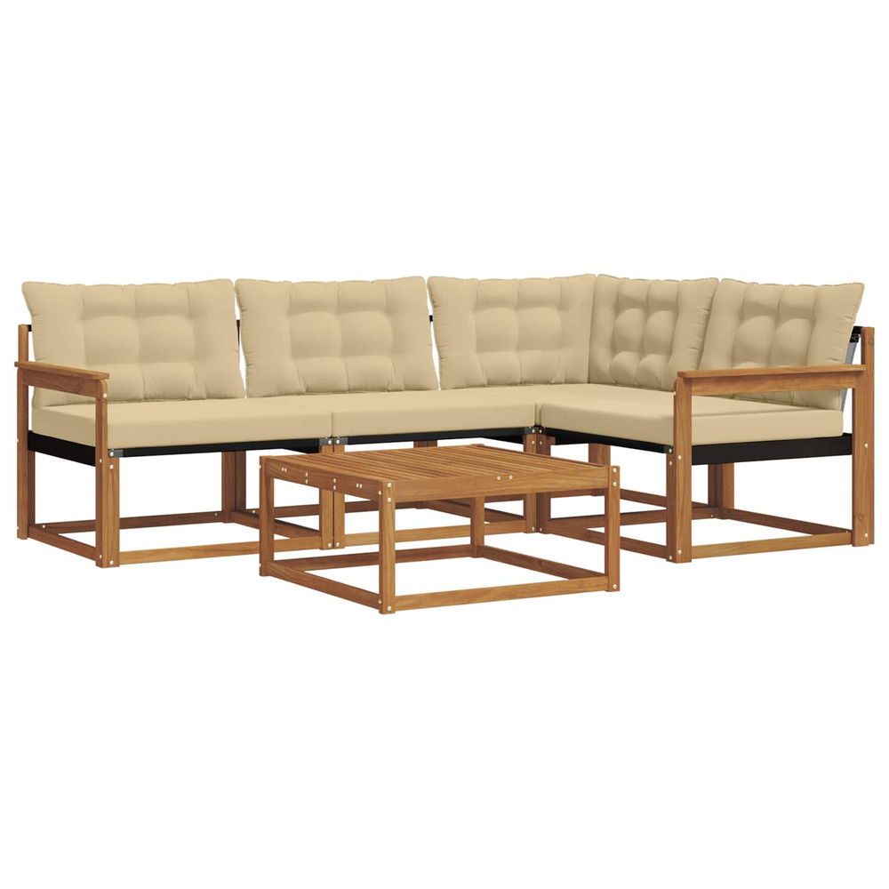 Ensemble de canapés d'extérieur 5 pcs naturel et beige