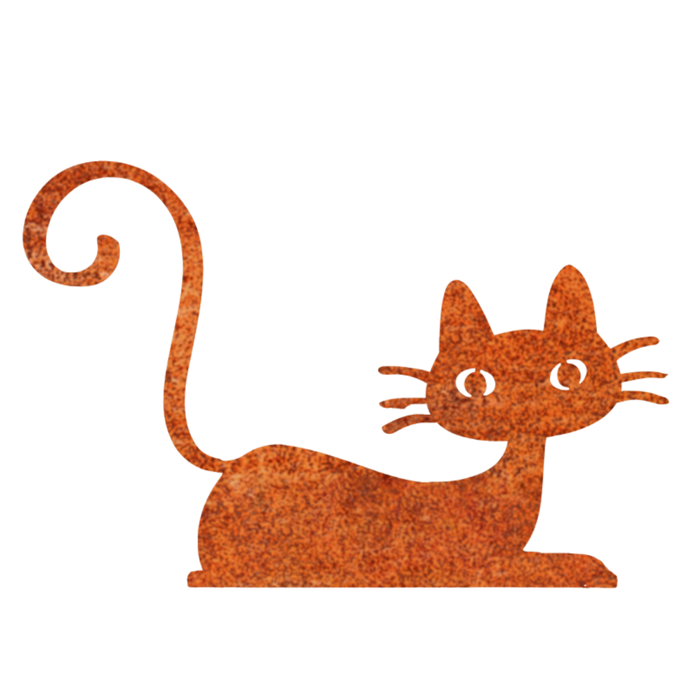 Déco jardin : chat félix métal - acier brut poli 28 cm