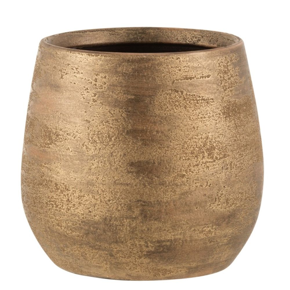 Cache-pot irrégulier en céramique doré 24x24x22 cm