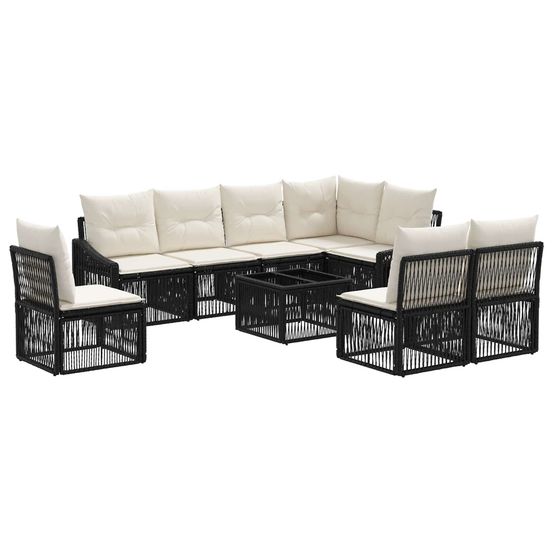 Ensemble de canapé de jardin 9 pc noir polyrotin