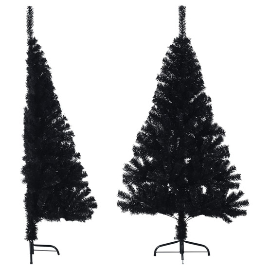 Demi sapin de noël artificiel avec support noir 120 cm pvc
