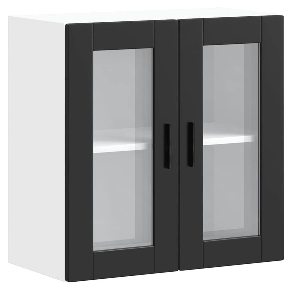 Armoire murale de cuisine avec porte en verre porto noir