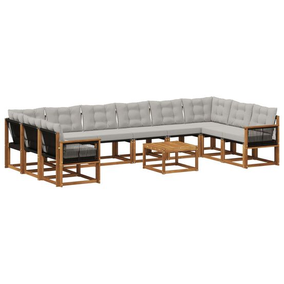 Ensemble de canapés d'extérieur 11 pc naturel et gris clair