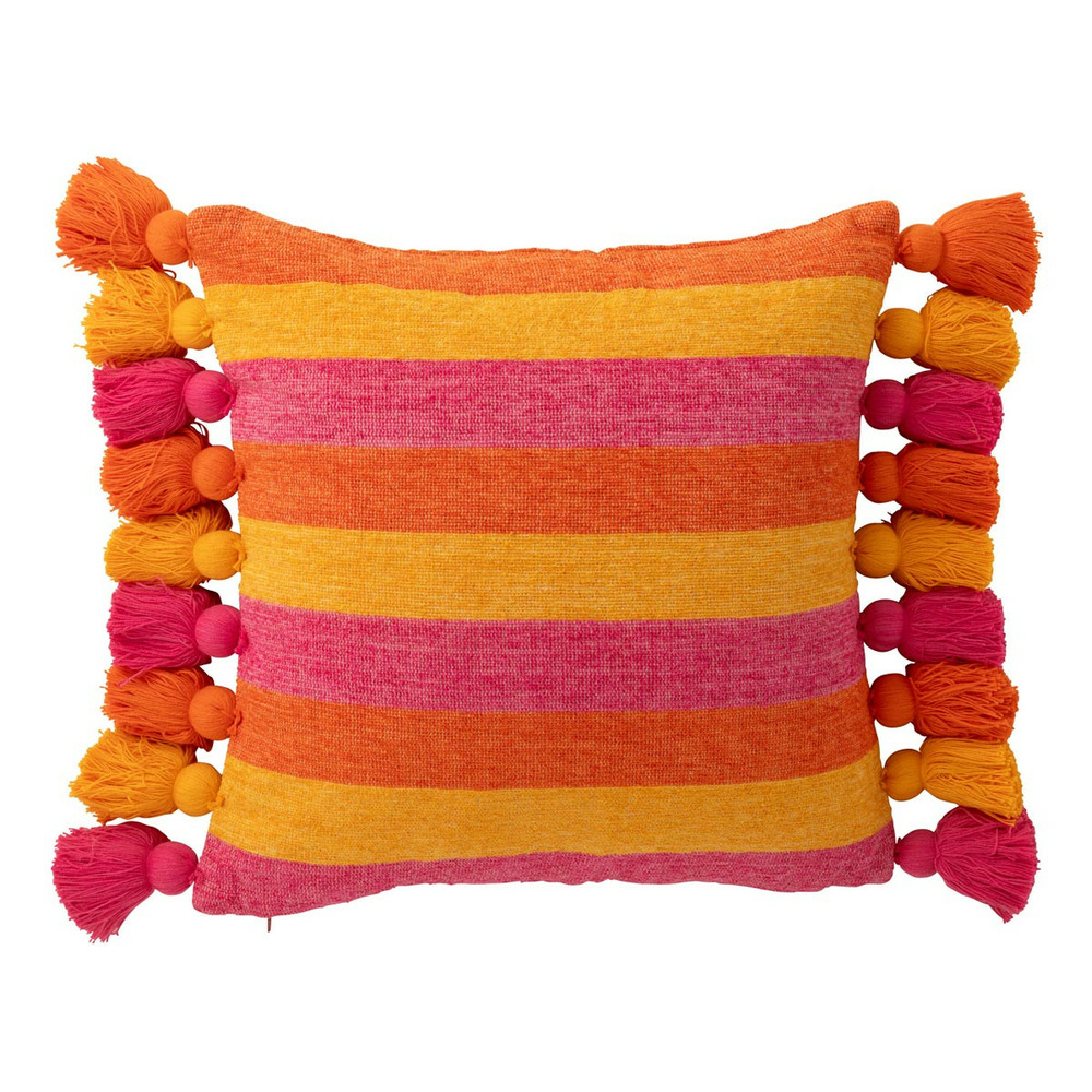 Coussin déco à pompons 