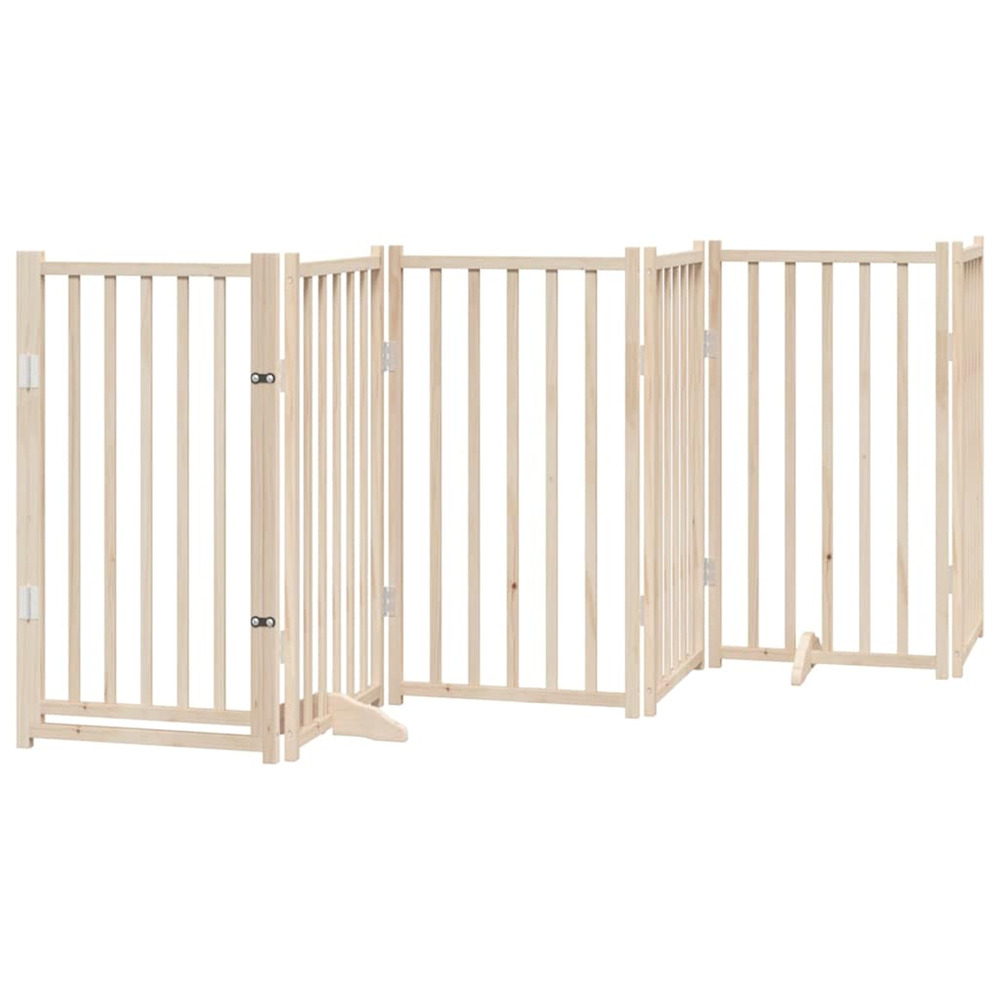 Barrière pour chien avec porte pliable 6 panneaux 300 cm bois massif sapin