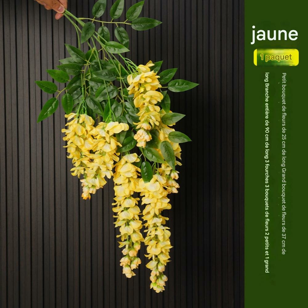 Fleurs artificielles de glycine et de cassia fistula pour décoration du plafond jaune*2 dtopbuyage