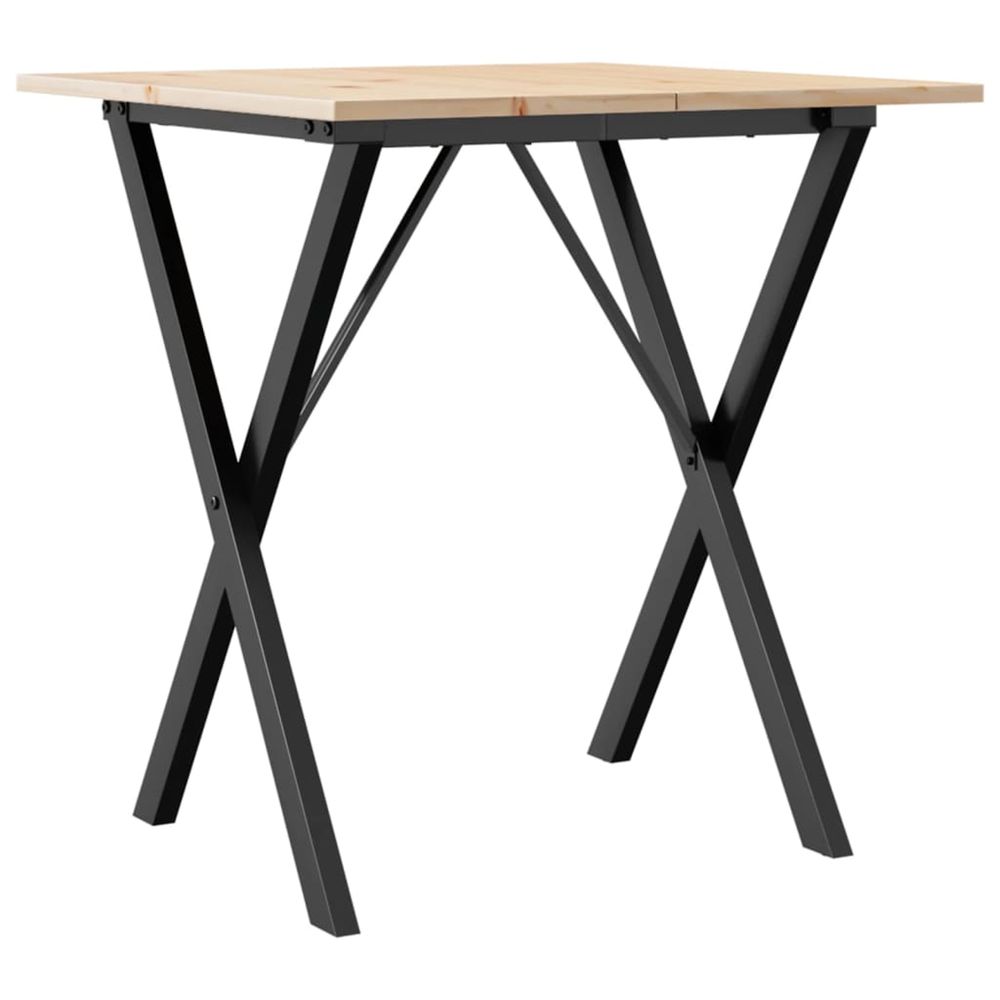 Table à manger cadre en x 70x70x75 cm bois de pin massif acier
