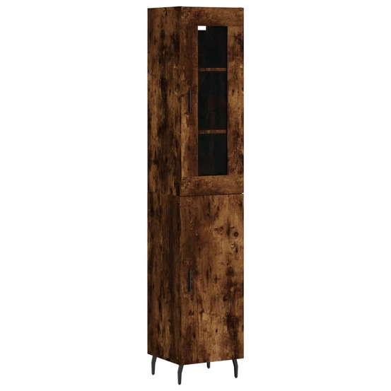 Buffet bahut commode armoire meuble de rangement organisateur cuisine salle de séjour salon haut 34,5 x 34 x 180 cm bois d'in