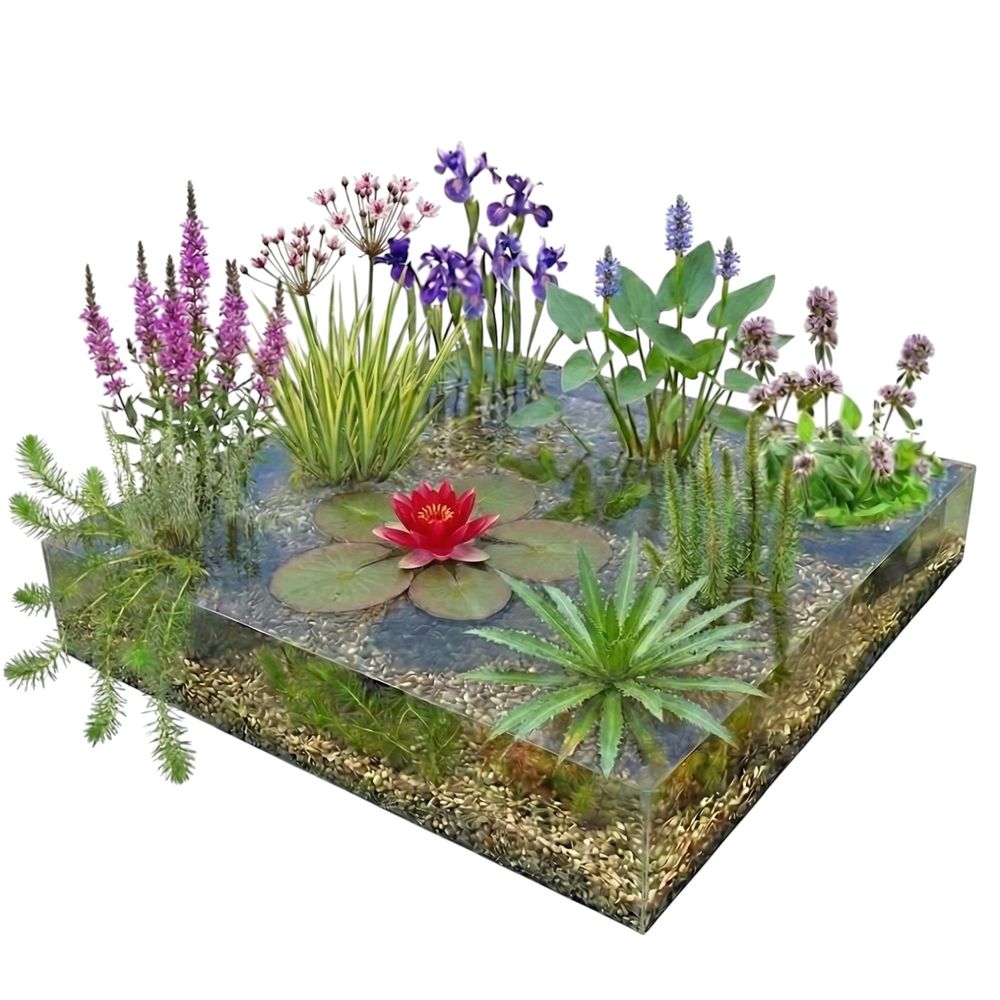 Kit pour bassin rouge 500-1250 l - nénuphar rouge et plantes