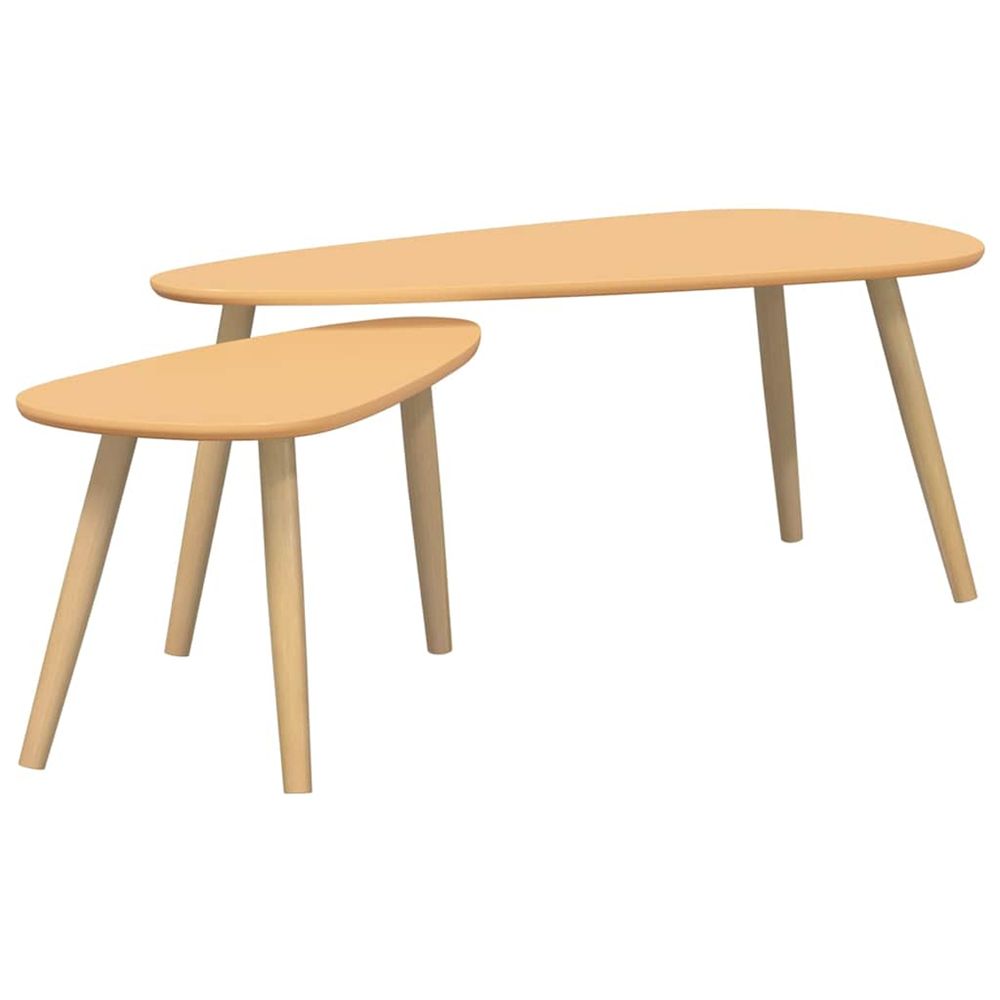 Ensemble de tables basses pin massif Marron