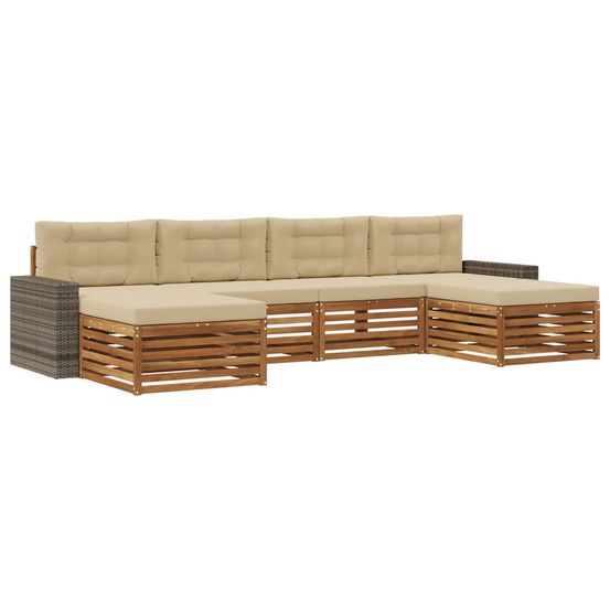 Ensemble de canapés d'extérieur 6 pc bois d'acacia massif