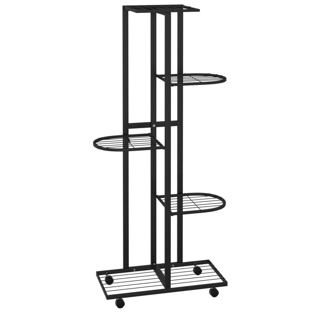 Jardinière d'extérieur à 5 niveaux avec roues 44x23x100 cm noir fer