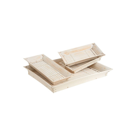 Plateaux rectangulaires en bambou blanchi (lot de 4)