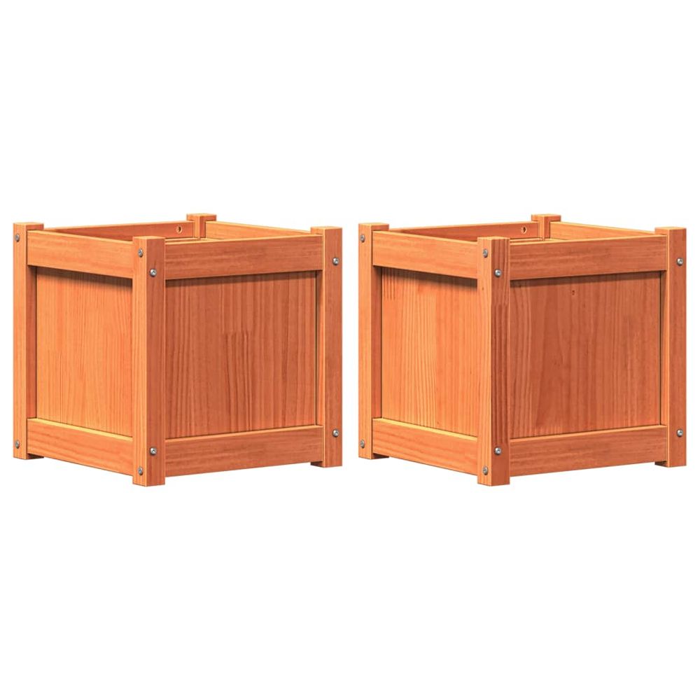 Jardinières 2 pcs cire marron bois de pin massif