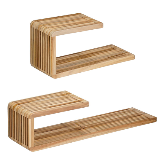 Mica decorations josha étagères murales flottantes – lot de 2 étagères en bois recyclé 80×21×20 cm – fixation invisible – marron