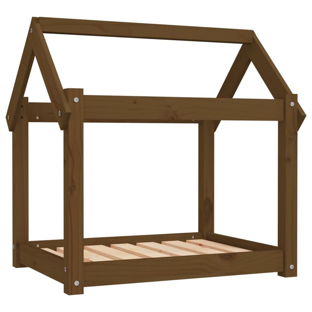 Lit pour chien marron miel 71x55x70 cm bois de pin solide