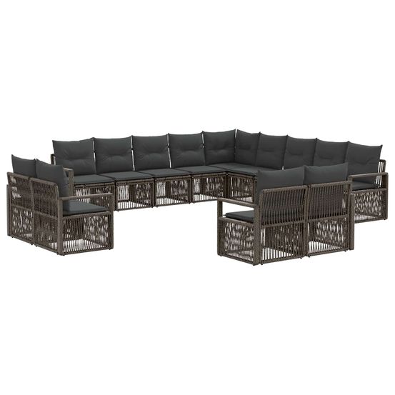 Ensemble de canapé de jardin 13 pc gris polyrotin