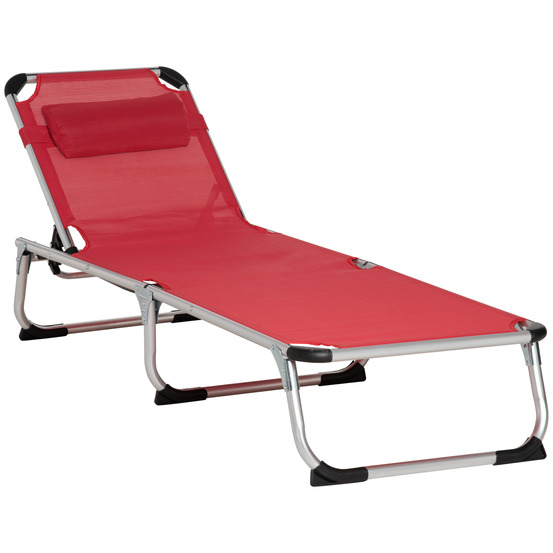 Transat, réglable en 5 positions, pliable, ergonomique, en tissu mesh, rouge