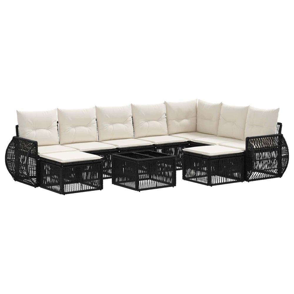 Ensemble de canapé de jardin 10 pc noir polyrotin