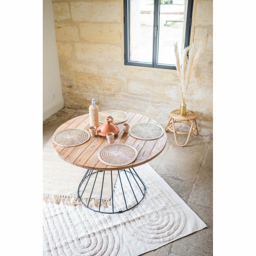 Table paul 6 personnes plateau en teck - 79x120x120 - cezare