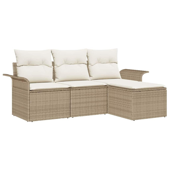 Ensemble de canapé de jardin 4 pcs beige poly rotin